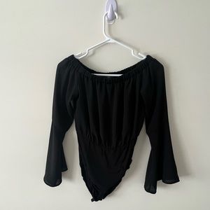 Off Shoulder Flared Wrist Bodysuit